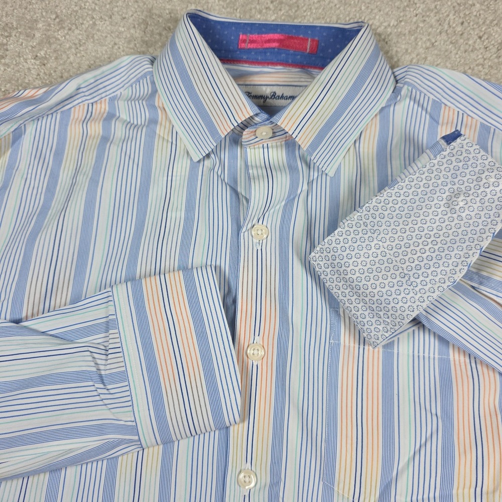 Tommy Bahama Shirt Mens Size S Button Up Classic Multicolor Striped Long Sleeve